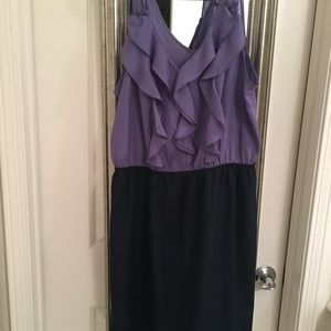 Purple and navy midi dress